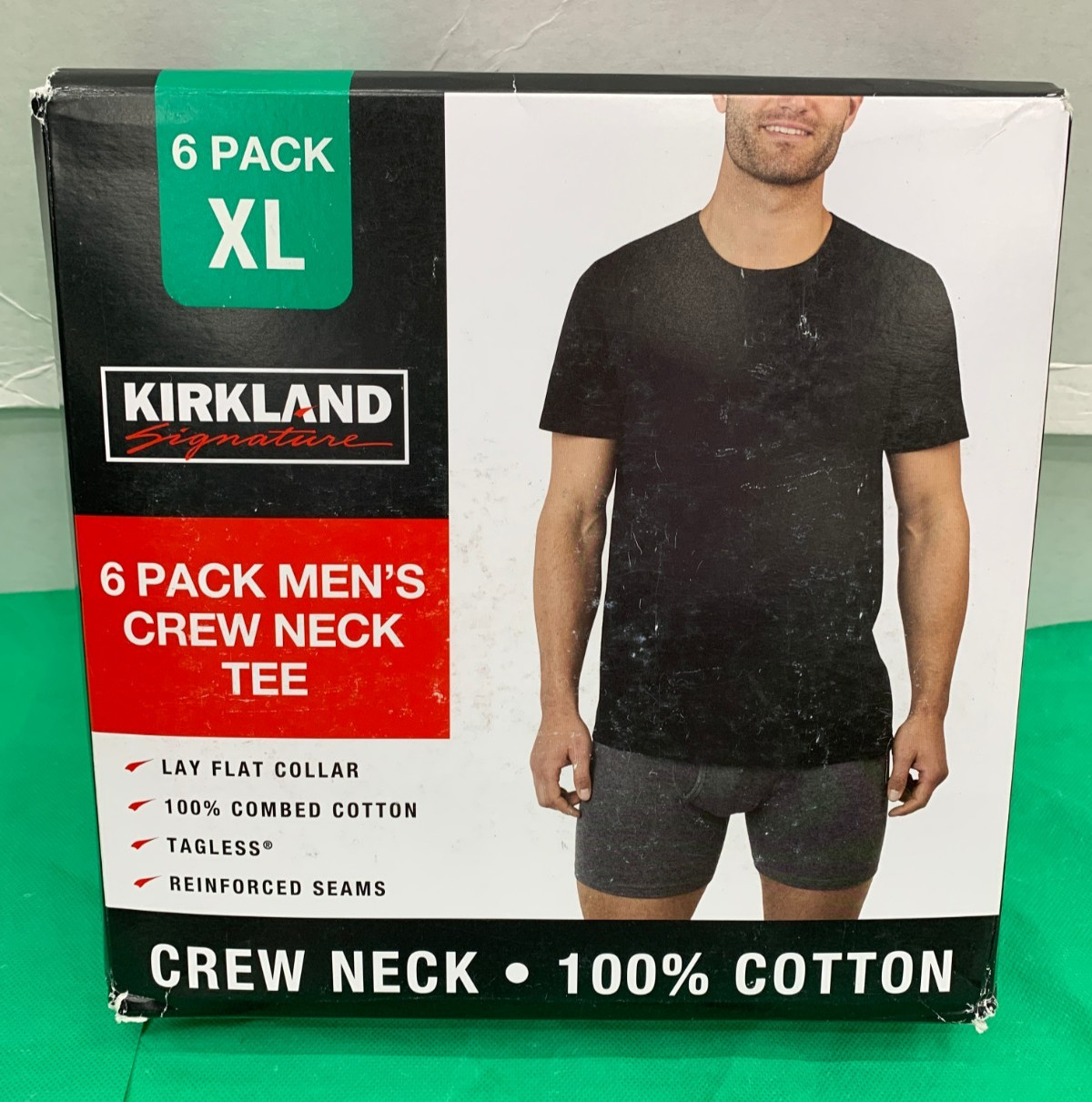 Kirkland Signature Men’s Crew Neck Tee 6-Pack 100% Combed Cotton Black XL gallery