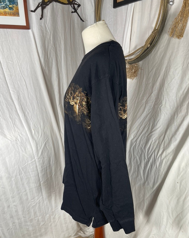 North River Mens Shirt Large Deer Rut Black Graphic Cotton Easy Care gallery