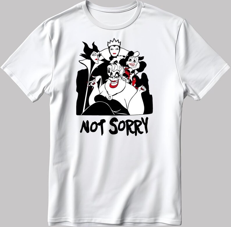 Disney Villains "Not Sorry" White T-Shirt gallery