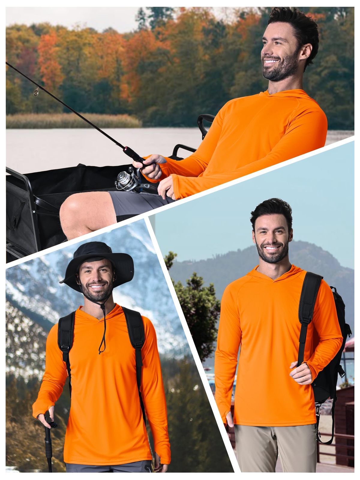 UPF50+ Men's Long Sleeve Fishing Shirts UV Protection Hoodie Casual Sport Shirts gallery