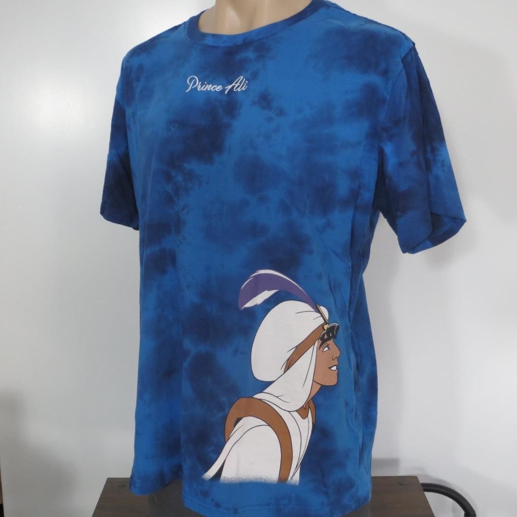 Disney Aladdin Prince Ali Blue Tie Dye Blue Embroidered Mens XL T-Shirt Princess gallery
