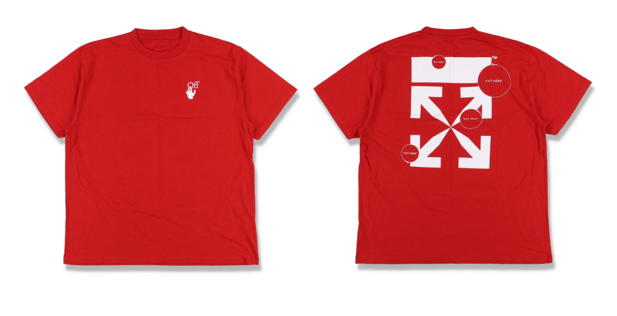 Oversized Off-White Tee Reprint Red Cut Here Arrows Streetwear Shirt S-5XL
