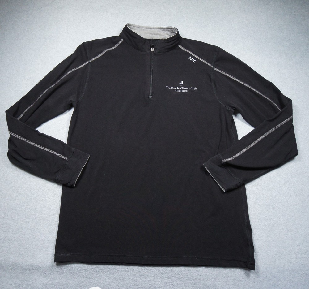 Tasc Performance Quarter Zip Pullover Mens Medium Black Bamboo Pebble Beach Golf