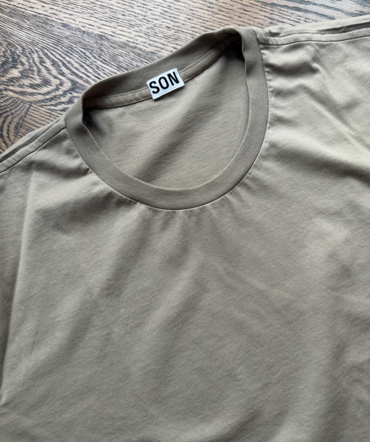 Son of a Tailor Stone Beige/Light Taupe Custom T-Shirt Large Supima Cotton gallery