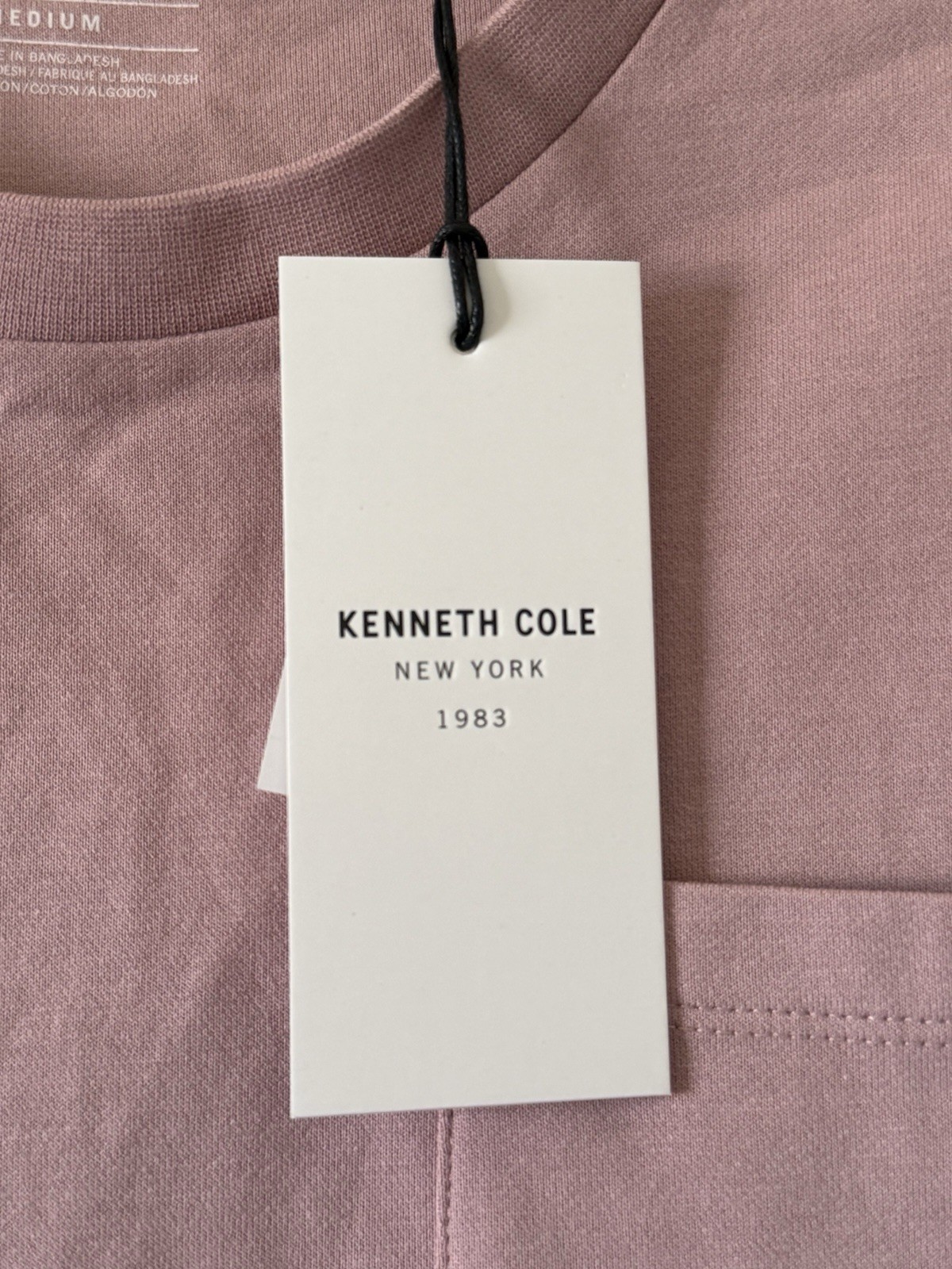 Kenneth Cole Medium 100% Cotton Mauve Knit Pocket Spring T-Shirt NWT $49 gallery