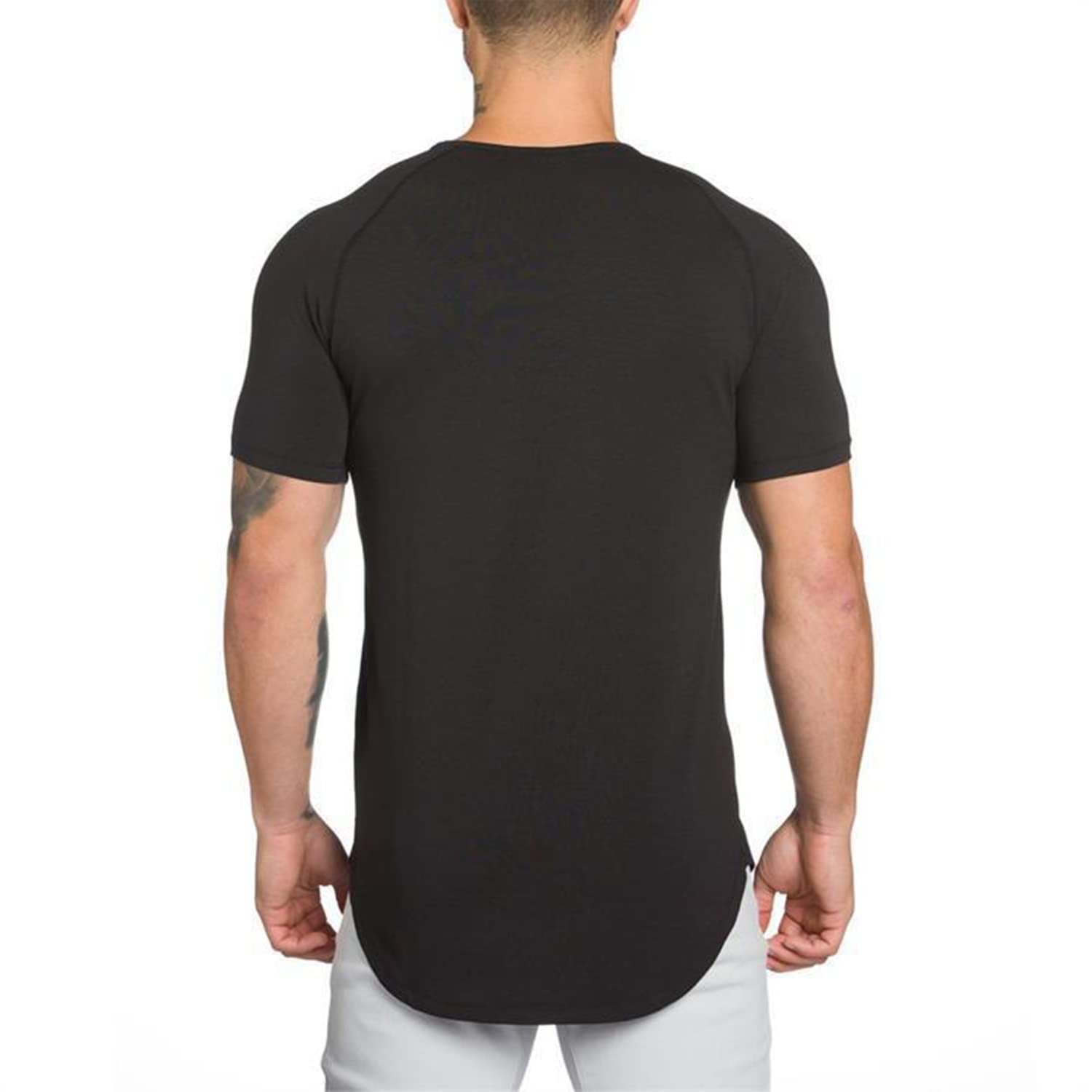 Mens Gym Workout Slim Fit Short Sleeve T-Shirt Cotton Performance Athletic Sh... gallery