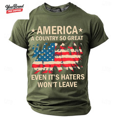 Trend American Flag 1776 Graphic Print Short Sleeve T-Shirts Summer Oversized Br