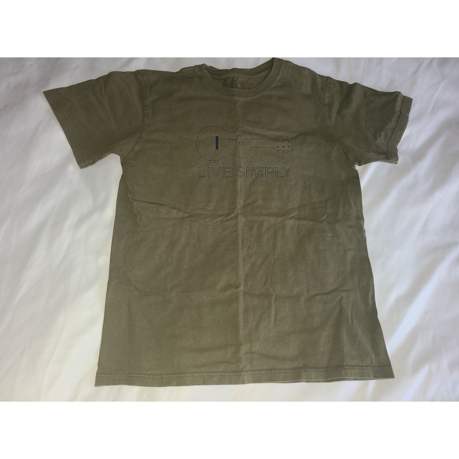 Patagonia Mens Live Simply Guitar Graphic T-Shirt Olive Green Organic Cotton M