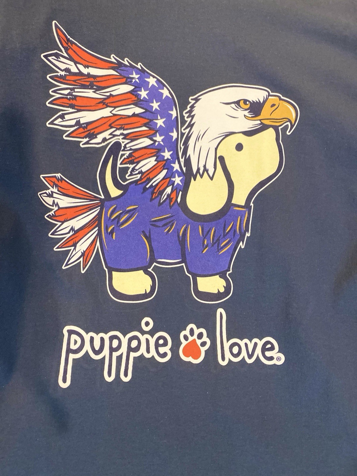 Puppie Love Patriot American Flag T-Shirt Bald Eagle Size XL NWT Patriotic
