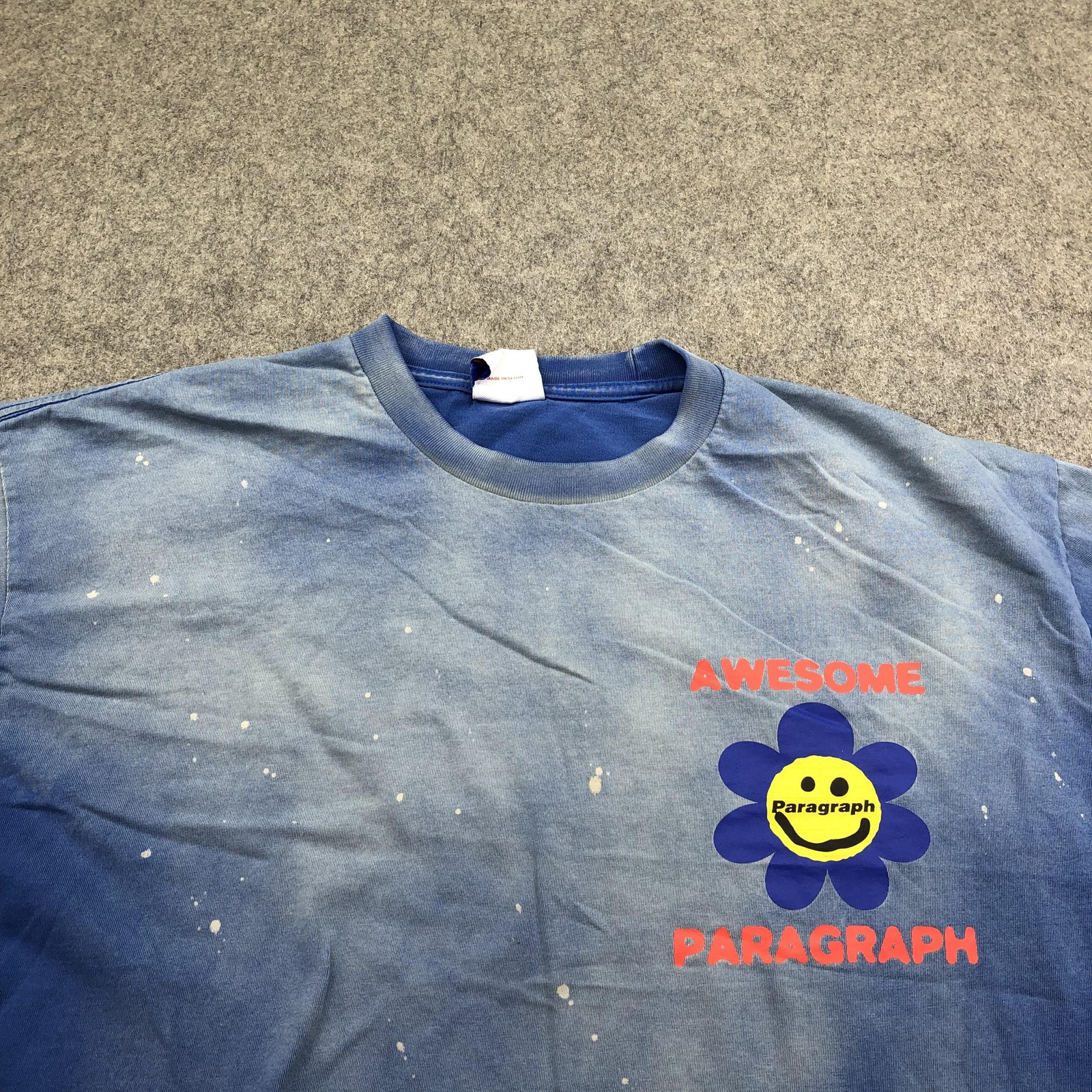 Paragraph Shirt Mens XL Blue Awesome Smiley Flower Double Sided Japan Faded gallery