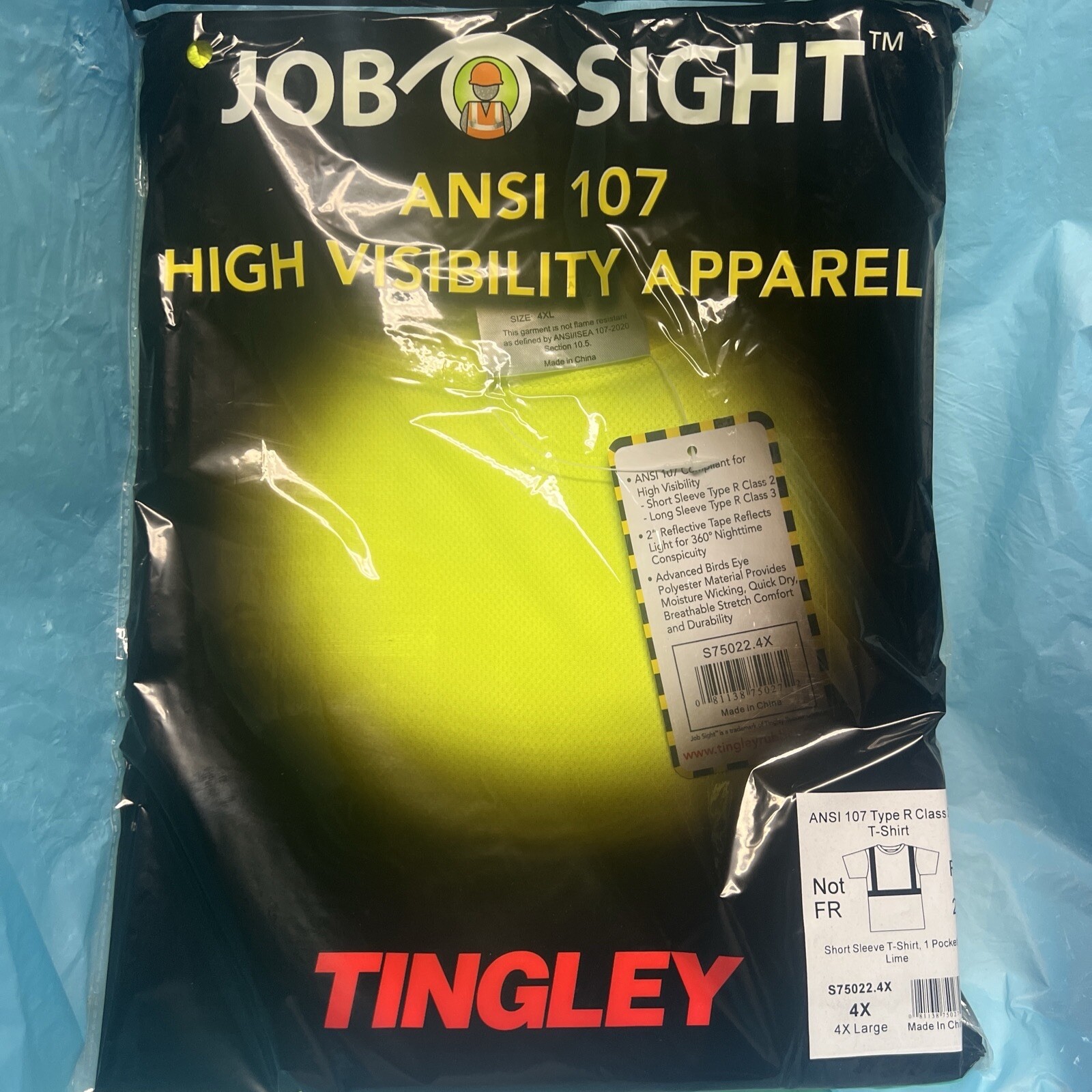 High Visibility ANSI Class 2 Hi Vis Lime Reflective Road Work Safety T Shirt-4X gallery