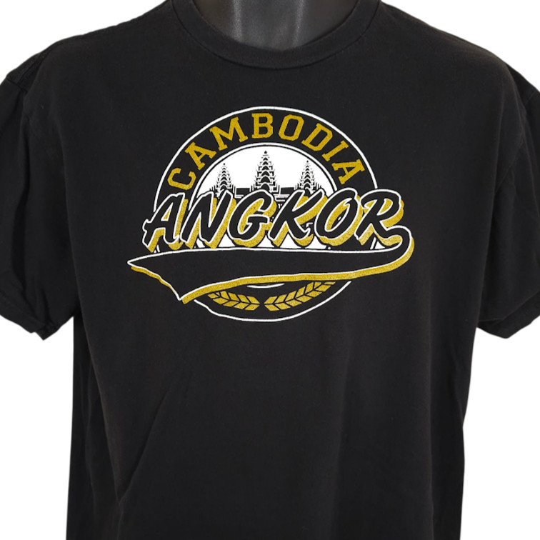 Angkor Wat T Shirt Mens Size Large Black Cambodia Travel Destination Tee gallery