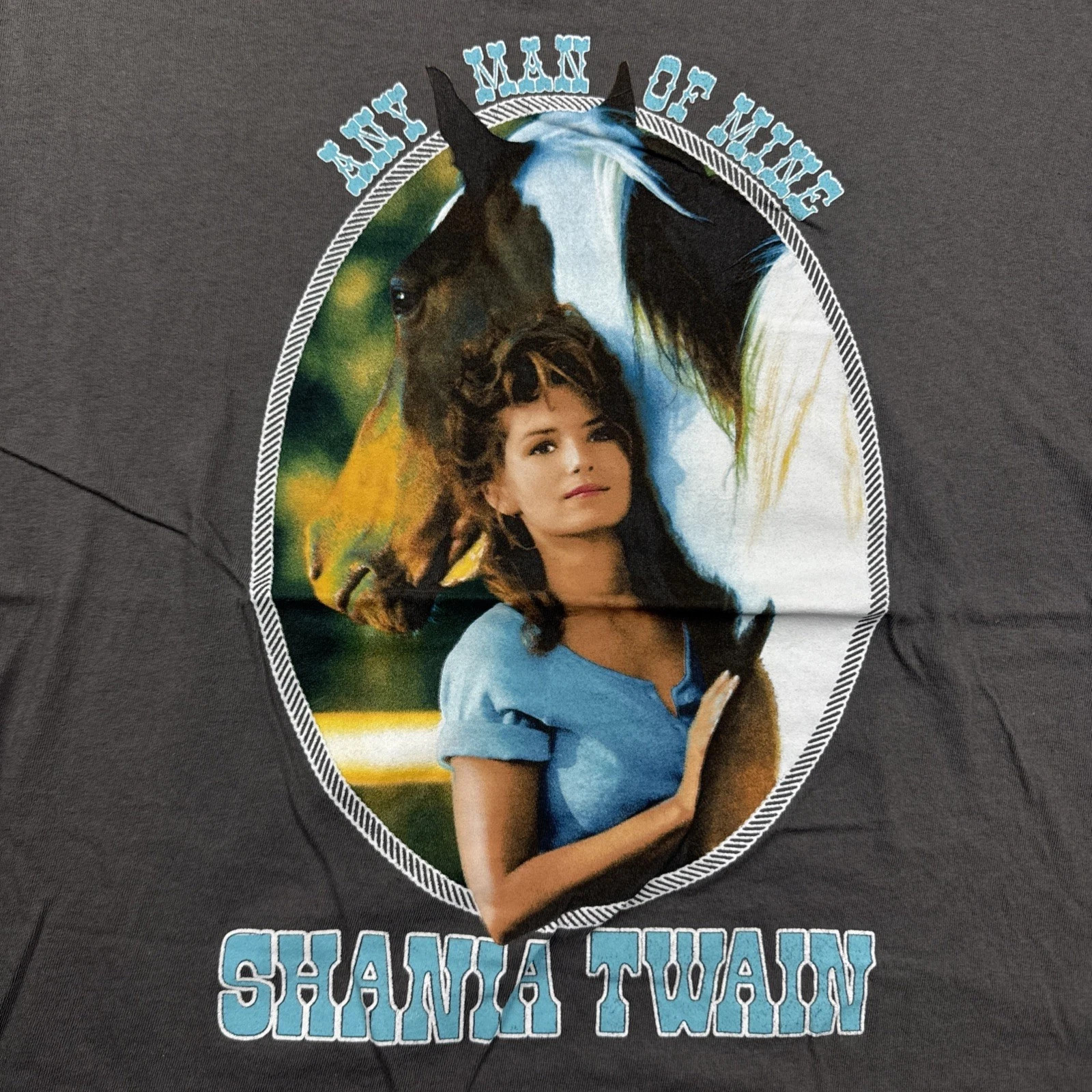 Shania Twain “Any Man Of Mine” Unisex Portrait Horse Gray T-shirt Varies Sizes gallery