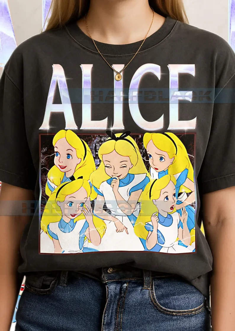 Alice Al1ce In W0nderland Tshirt, Retro 90s Graphic Faded Tee gallery