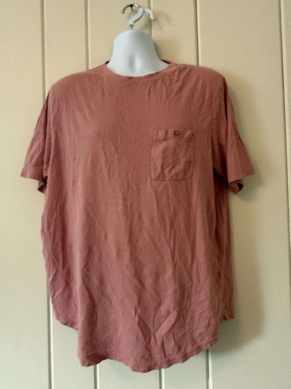 Pact Men’s XL Pink Crew Neck Pocket T-Shirt Cotton / Linen