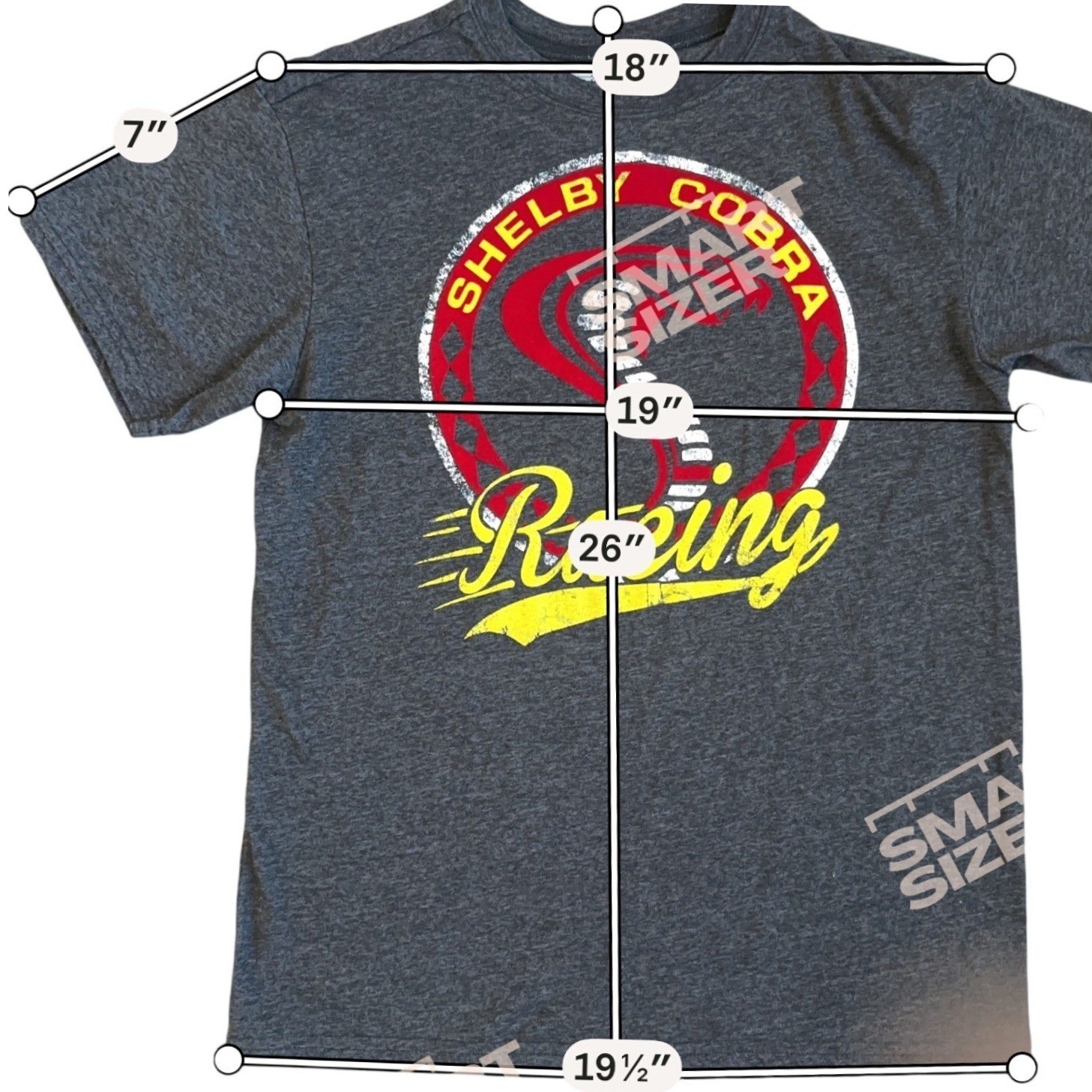 Shelby Cobra Racing TShirt Medium Charcoal Grey Fifth Sun Flocked Graphic gallery