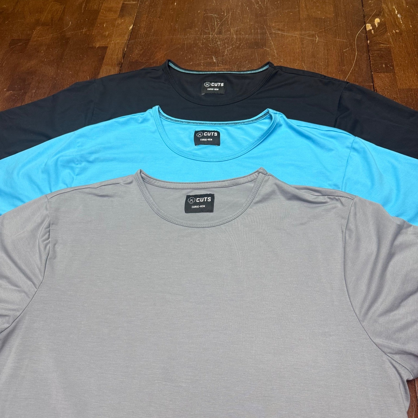 Cuts Clothing Curve-Hem TShirt Men XL Black Blue Grey 3 Pack Bundle Short Sleeve gallery