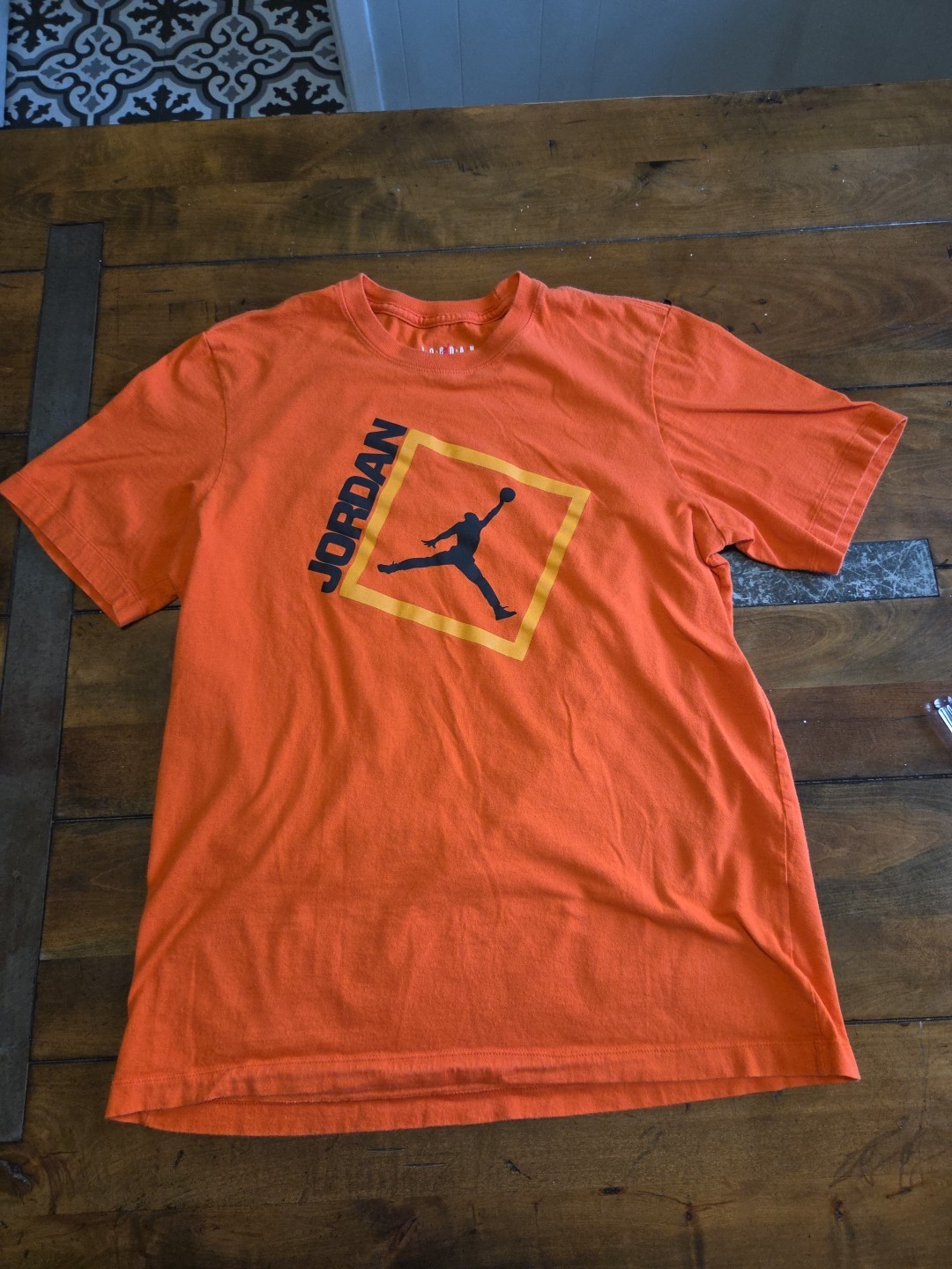 Nike Air Jordan Jumpman Graphic T Shirt Mens Medium M Orange Spellout Sportswear