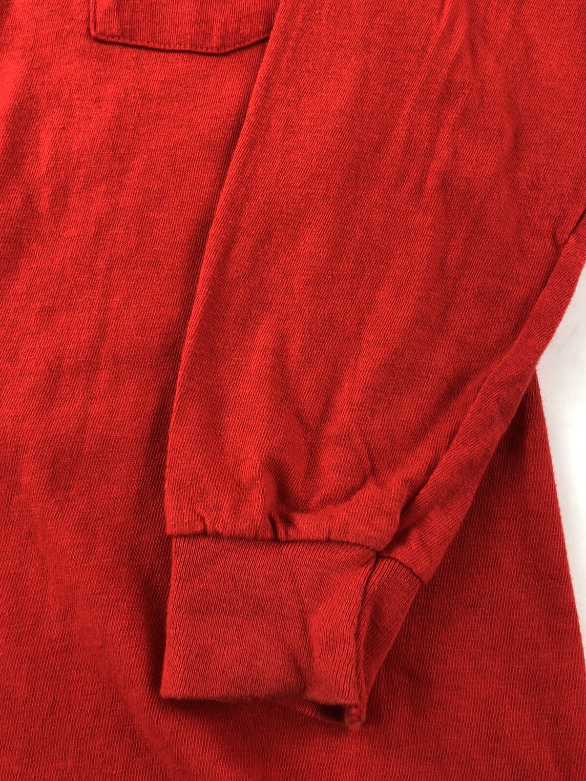 VTG 80s Hi Cru Stedman Deadstock Blank Soft Thin Long Sleeve Red Pocket T-Shirt gallery