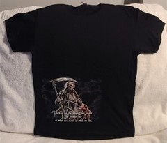 GRIM REAPER PITBULL DOG CHAINS SCYTHE MOON GRAVESTONE T-SHIRT