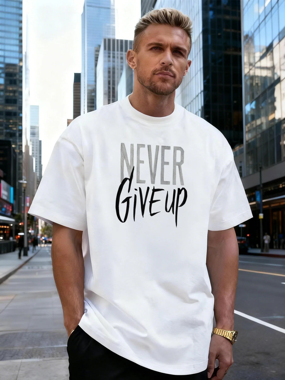 Letter Graphic 100% Cotton Men's T-Shirt, Suitable for Daily Streetwear gallery