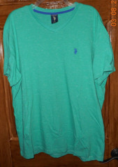 US Polo Assn Stretch Men’s V-Neck Short Sleeve Dual Sea Green T-Shirt XL – EUC!