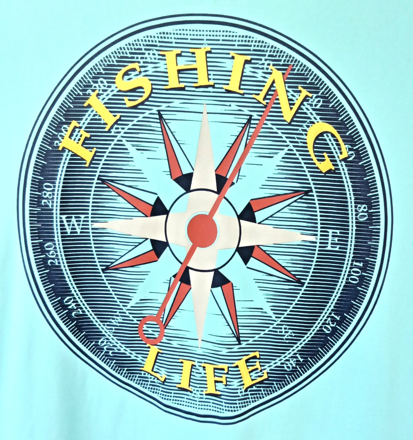 Mens Fishing Life T Shirt 2XL Aqua Blue Long Sleeve Tee Graphic Boating Angler gallery