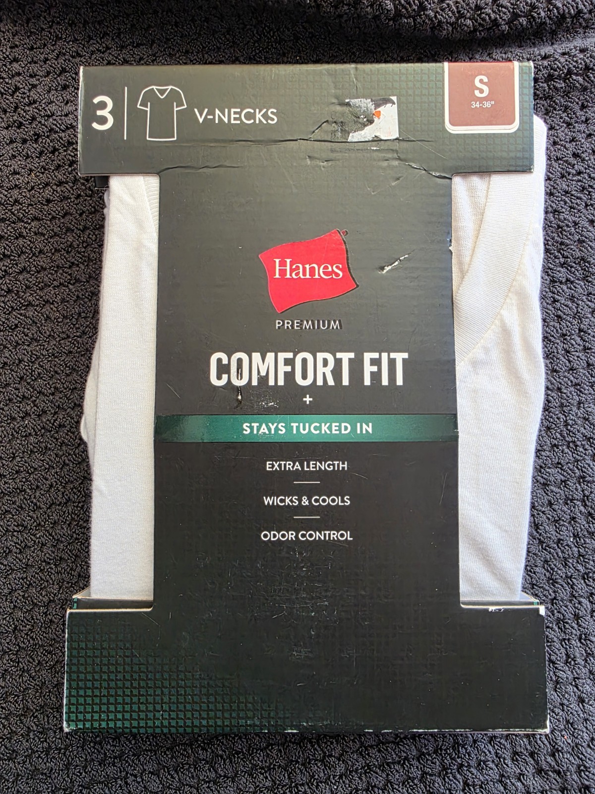 Hanes® Men's V neck T-shirt 3 pack White " COMFORT FIT & COTTON STRETCH " Small gallery