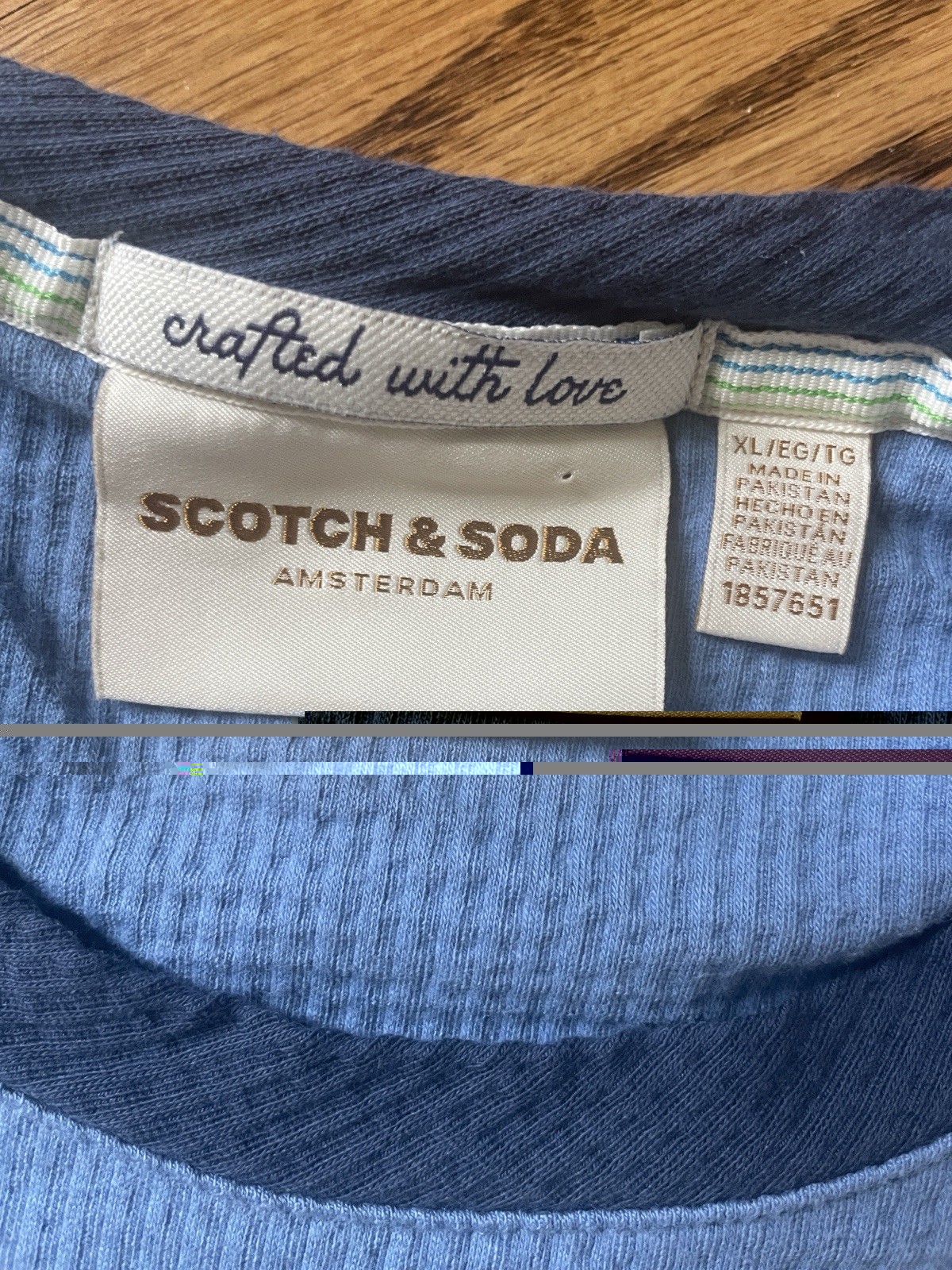Scotch & Soda Mens XL Blue Waffle Knit Crew Neck Textured T-Shirt Amsterdam gallery