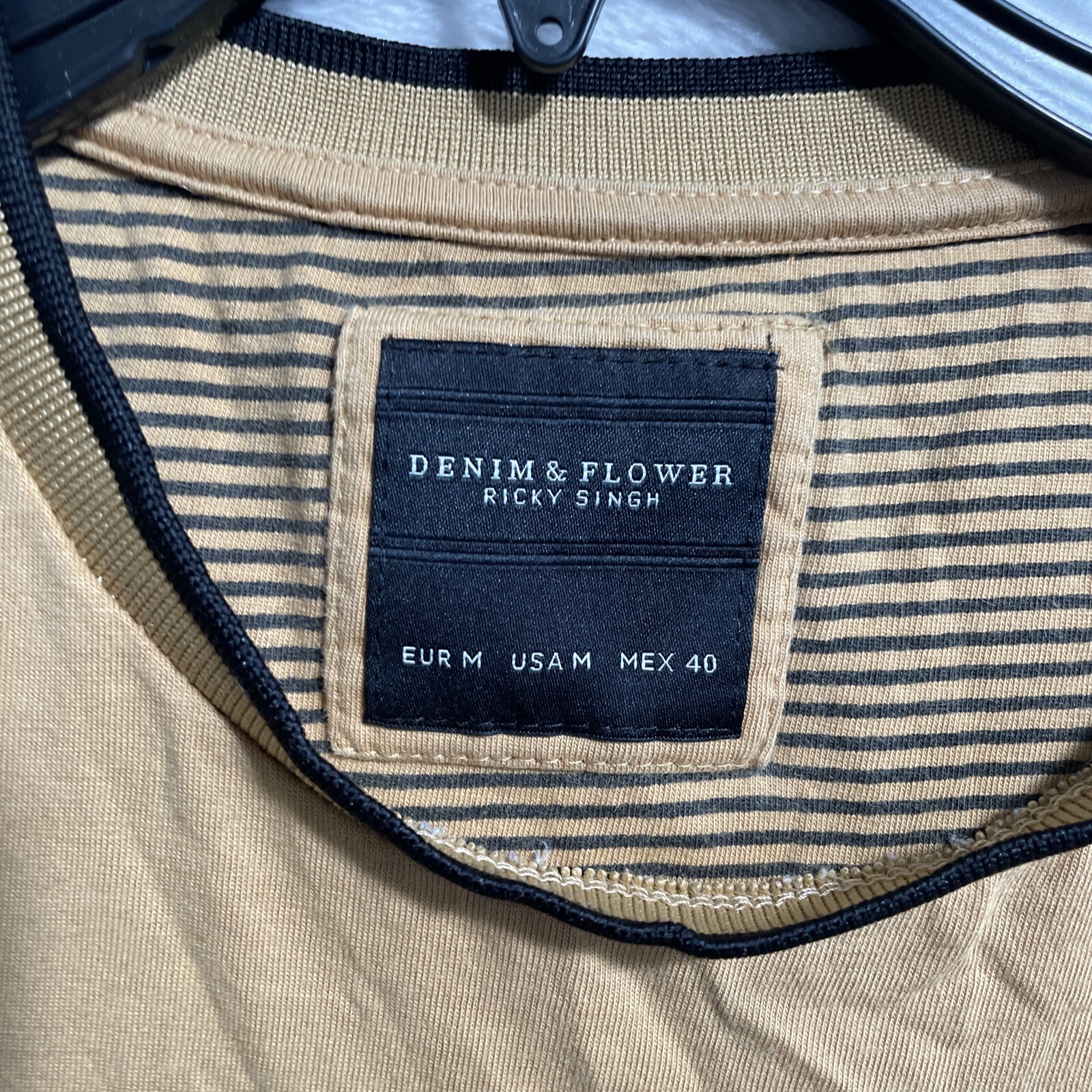 Denim Flower Shirt Brown Stripe Mens Medium Short Sleeve Portland Graphic gallery