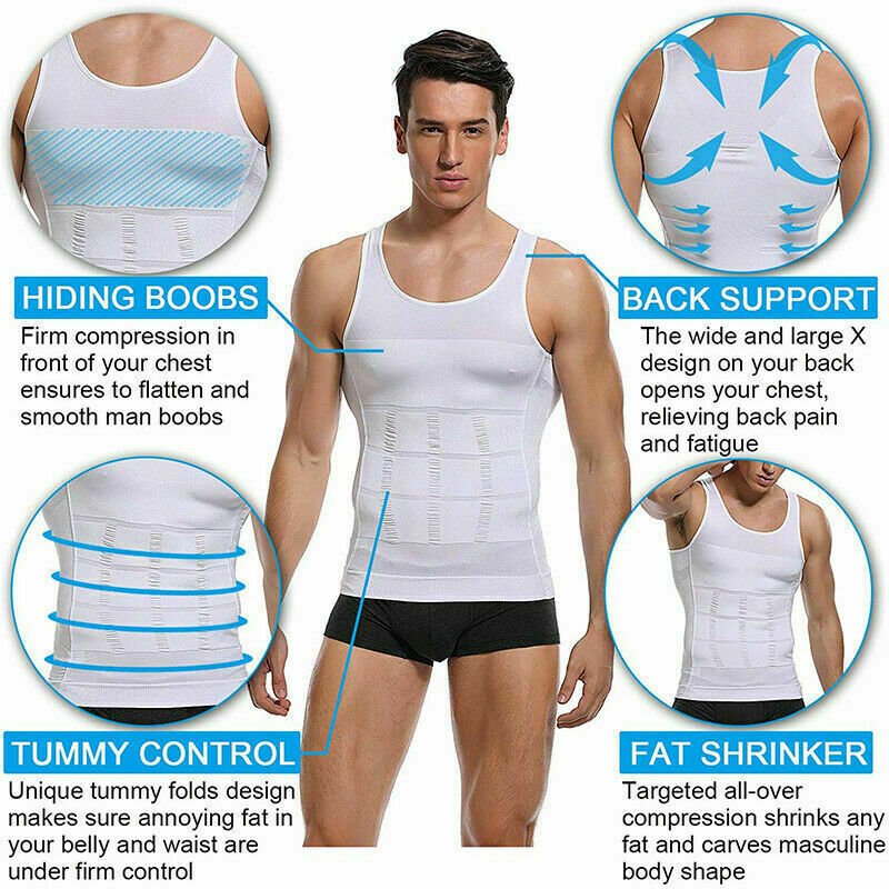 Men's Slimming Tummy Body Shaper Vest Compression T-Shirt Ultra Durable Tank Top gallery