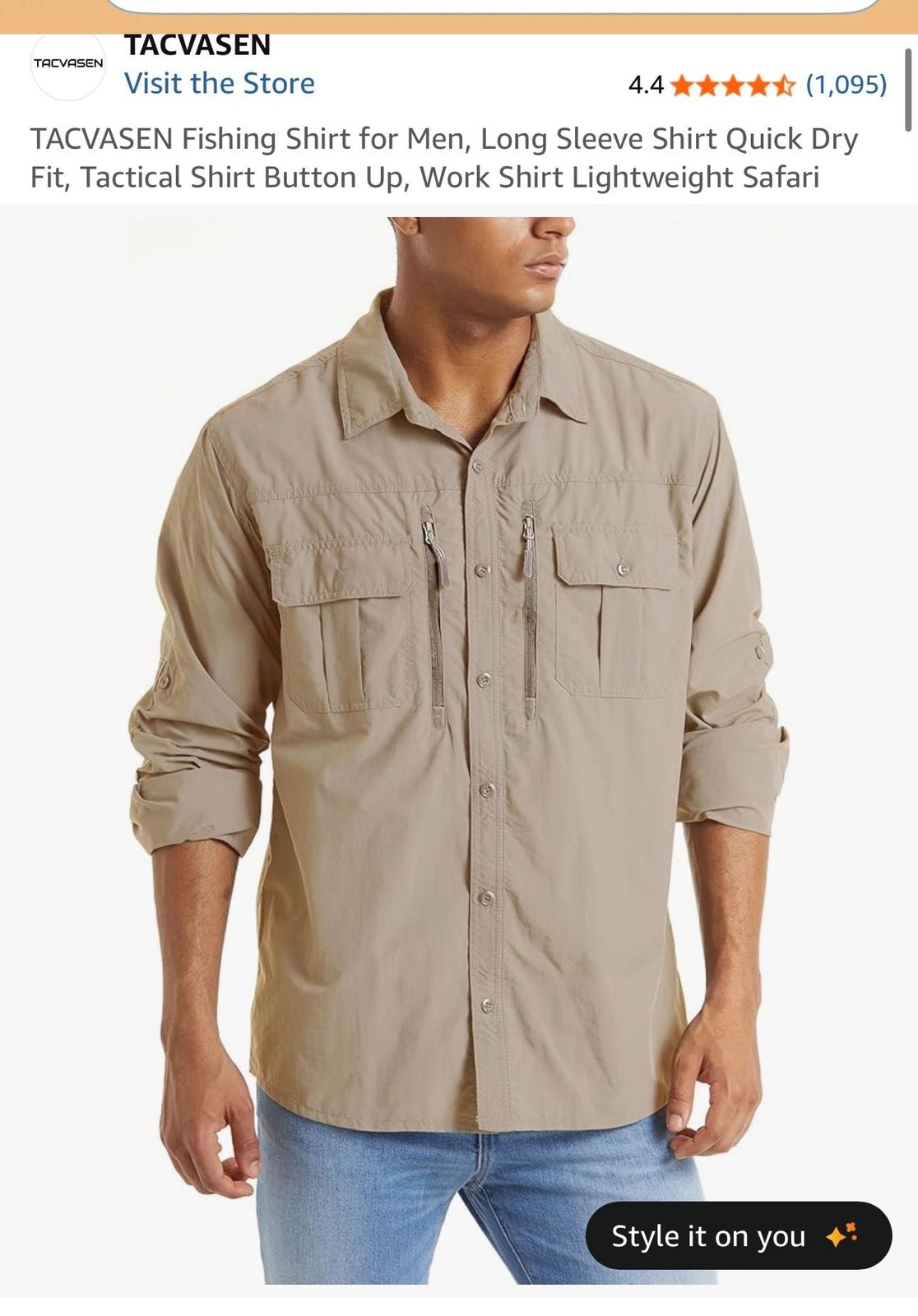 TACVASEN Men's Long Sleeve Quick Dry Tactical Fishing Shirt gallery