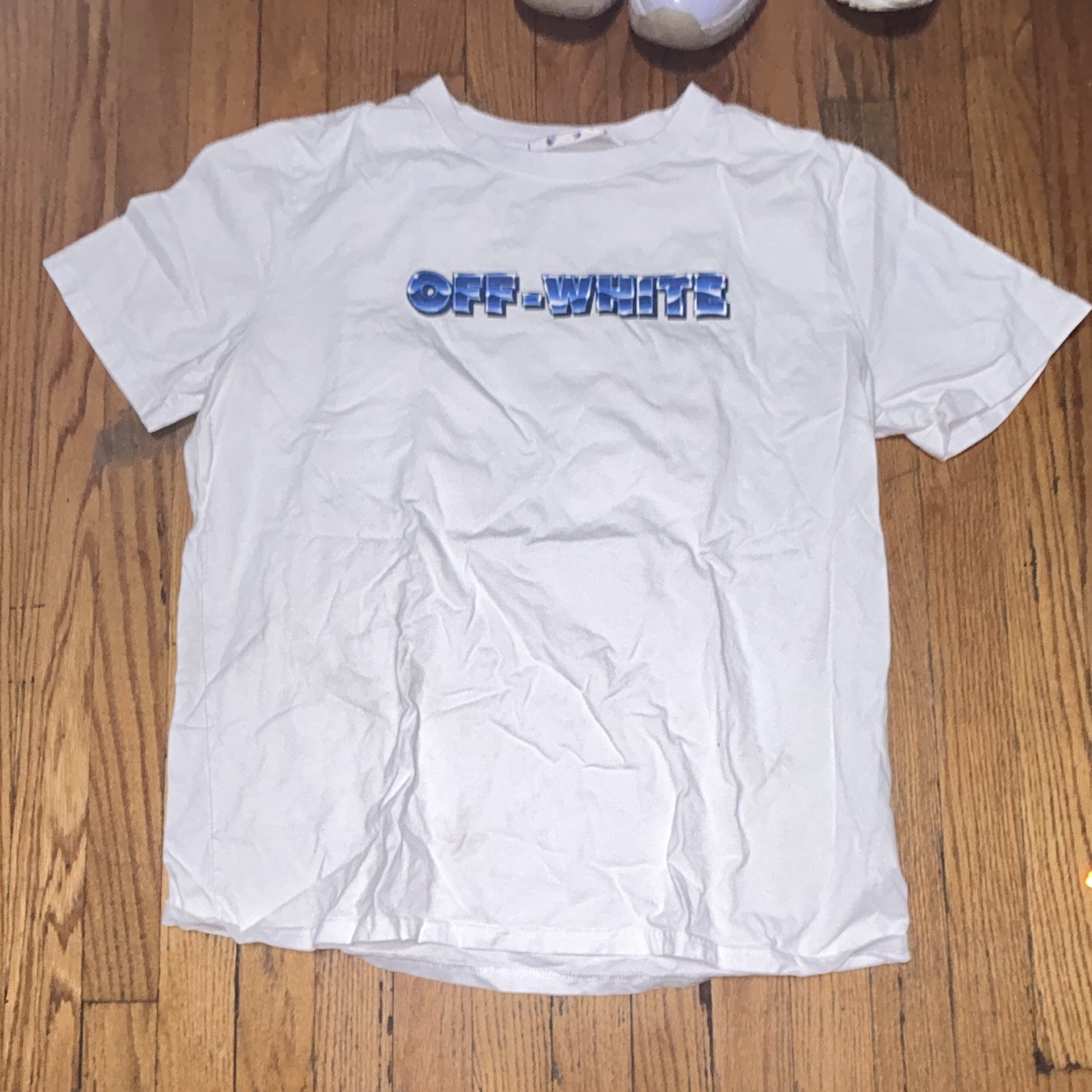 Off-White Men's White Crew Neck Short Sleeve Logo Graphic T-Shirt Size L gallery