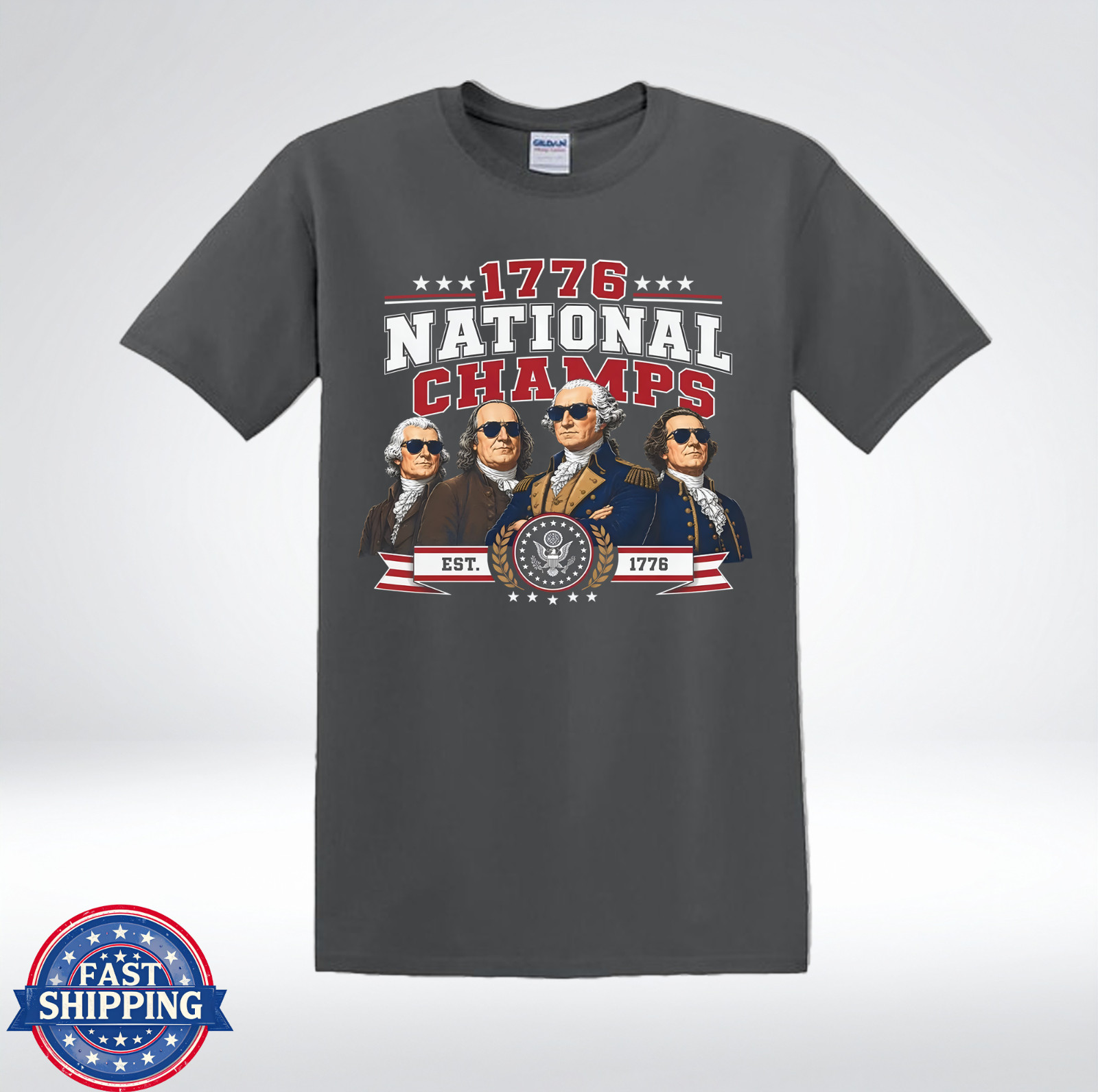 1776 National Champs Funny Patriotic Founding Fathers Retro T-Shirt gallery