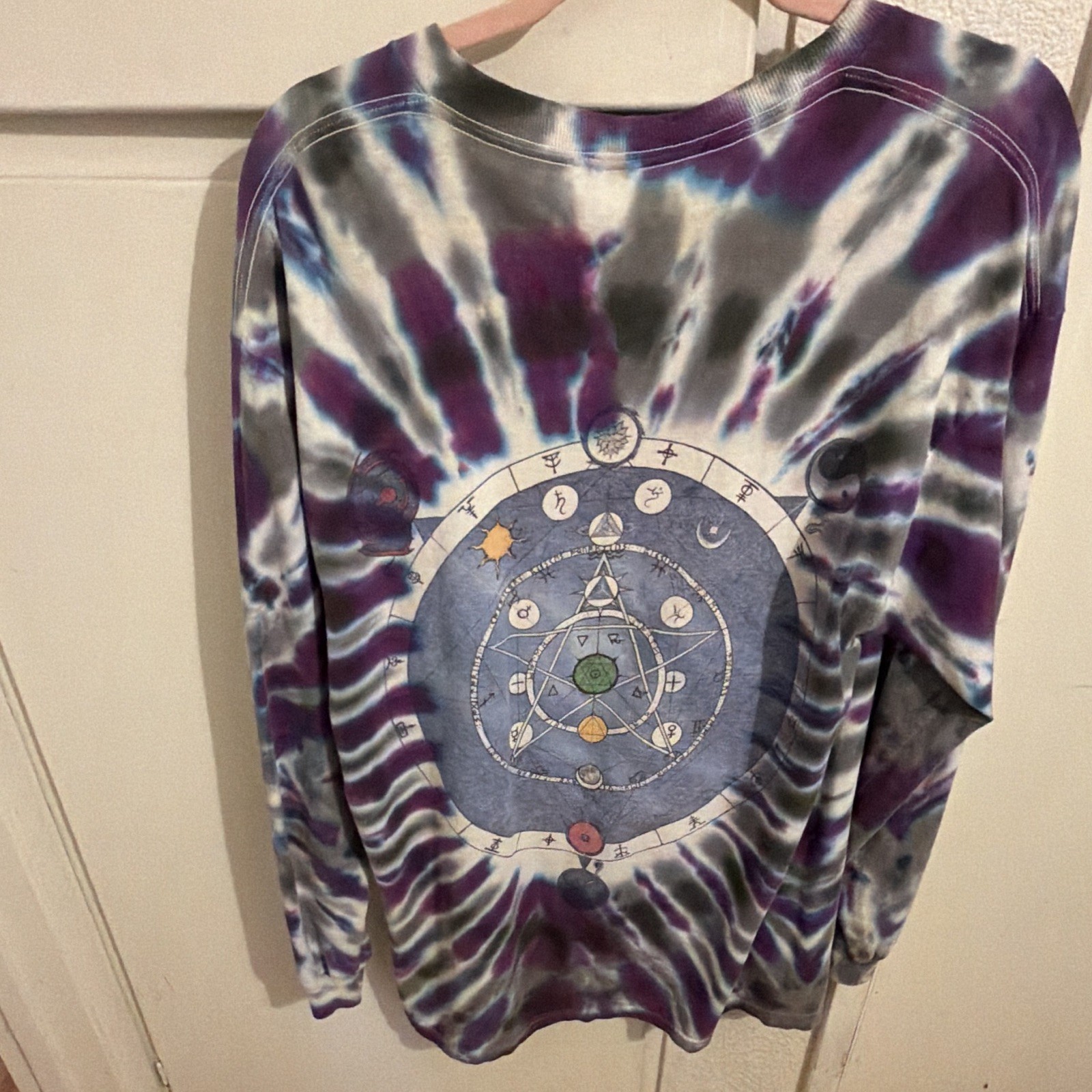 Delta Pro Weight Tie-Dye Double-Sided Graphic Crewneck Long Sleeve Tee L gallery