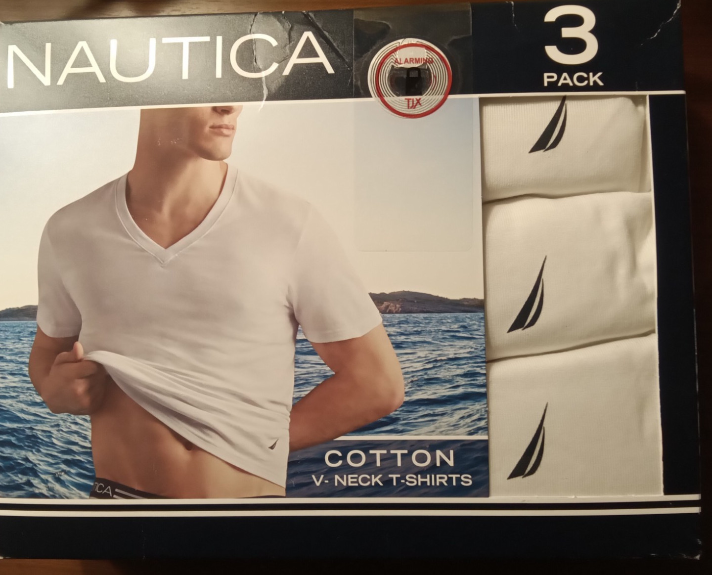 Nautica Cotton V-Neck T-Shirts • 3 Pack White • Men’s “S” 34-36