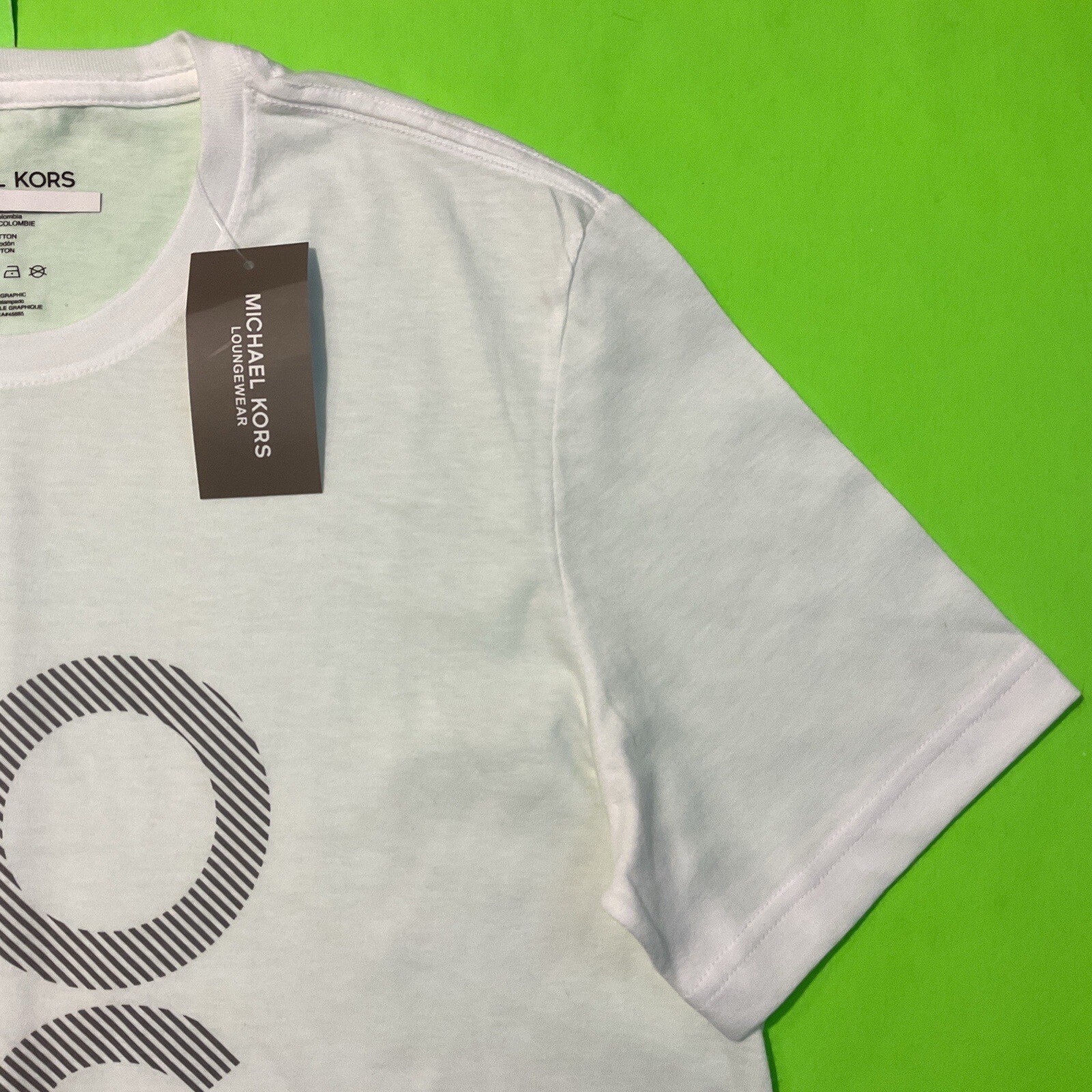 MICHAEL KORS Men’s Short Sleeve T-Shirt Size MEDIUM White w/Black NEW gallery