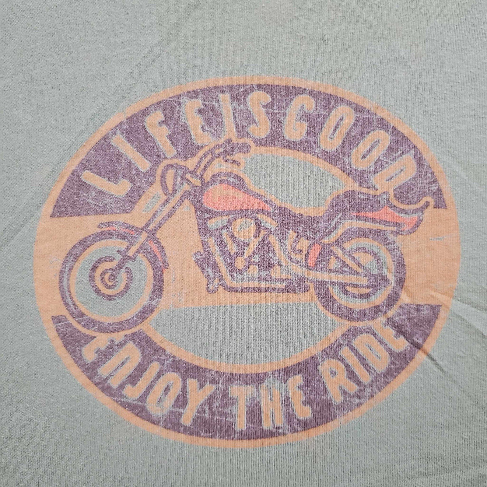 Life Is Good T Shirt Semi Fitted Sleep Short Biker Enjoy The Ride Medium M gallery