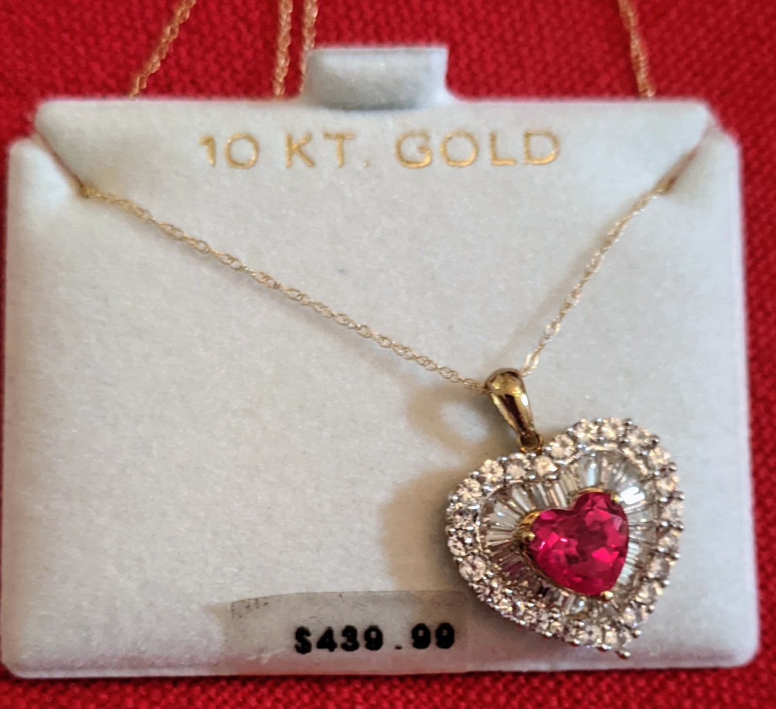 10K 7MM Cr Ruby Heart Pendant with 18″ – 10K gold chain