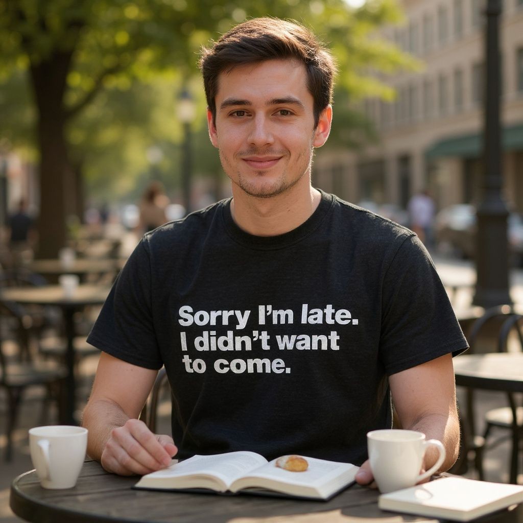 Funny Sorry I'm Late I Didn't Want to Come T-Shirt Mens Unisex Tee Gift Joke gallery