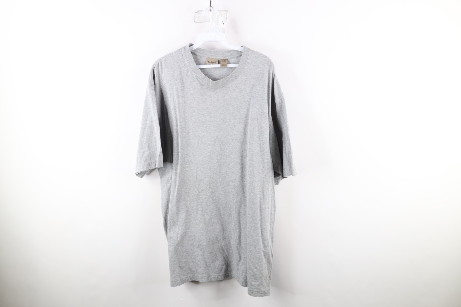 Vintage LL Bean Mens Large Blank Baggy Fit Short Sleeve T-Shirt Heather Gray