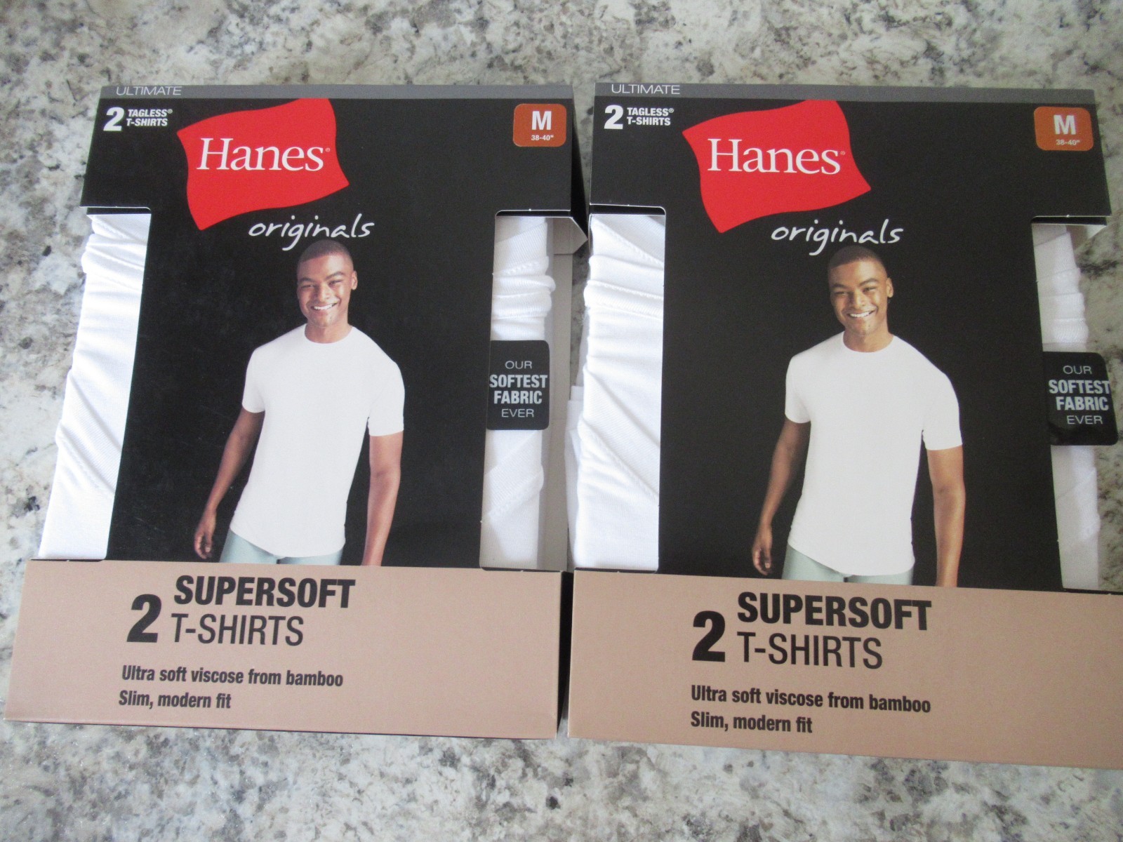 Hanes White T Shirts Size Med. Tagless 4 Total Softest Supersoft Slim Modern Fit gallery