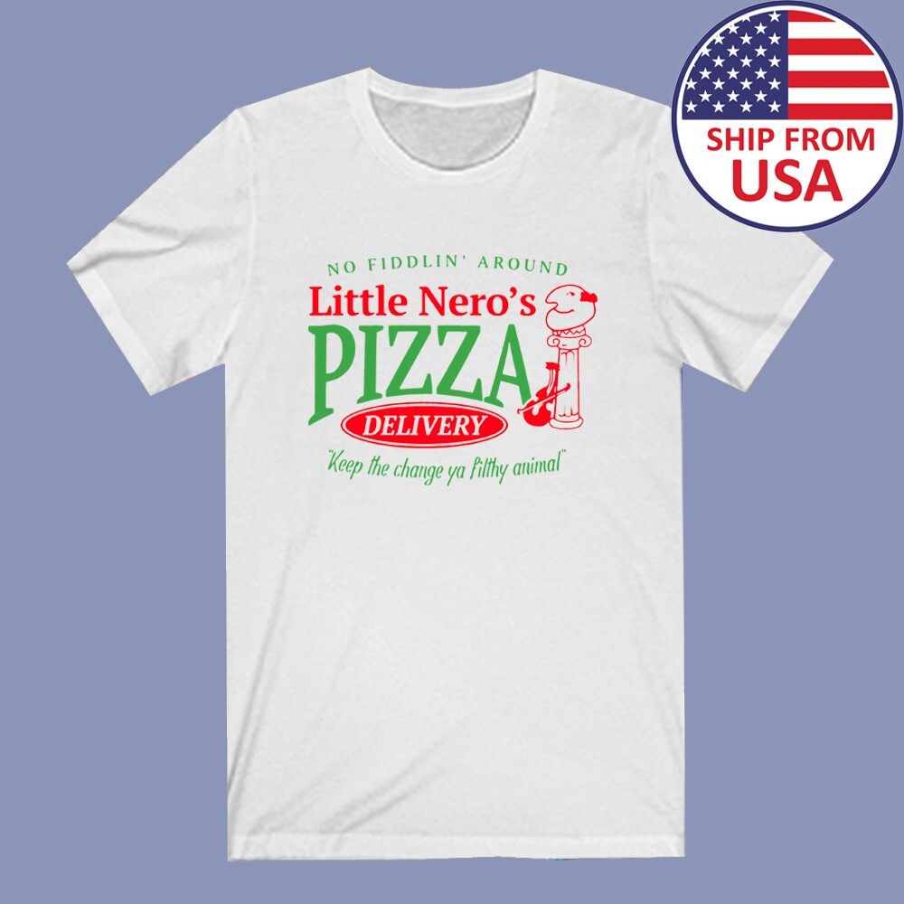 Home Alone Little Nero’s Pizza Men’s White Size S to 5XL
