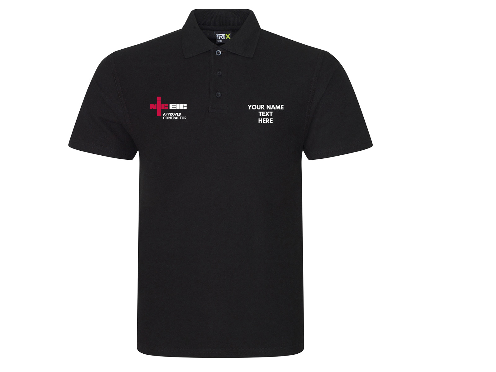 Customised Embroidered NIC Polo shirt electricians NICEIC approved contractor