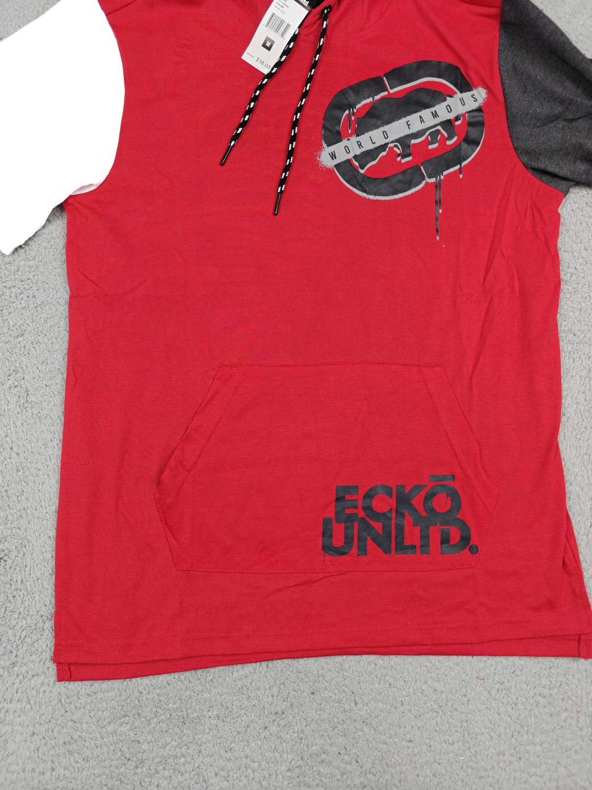 Ecko Unltd Hoodie Shirt Mens Medium Short Sleeve Colorblock Kangaroo Pocket New gallery
