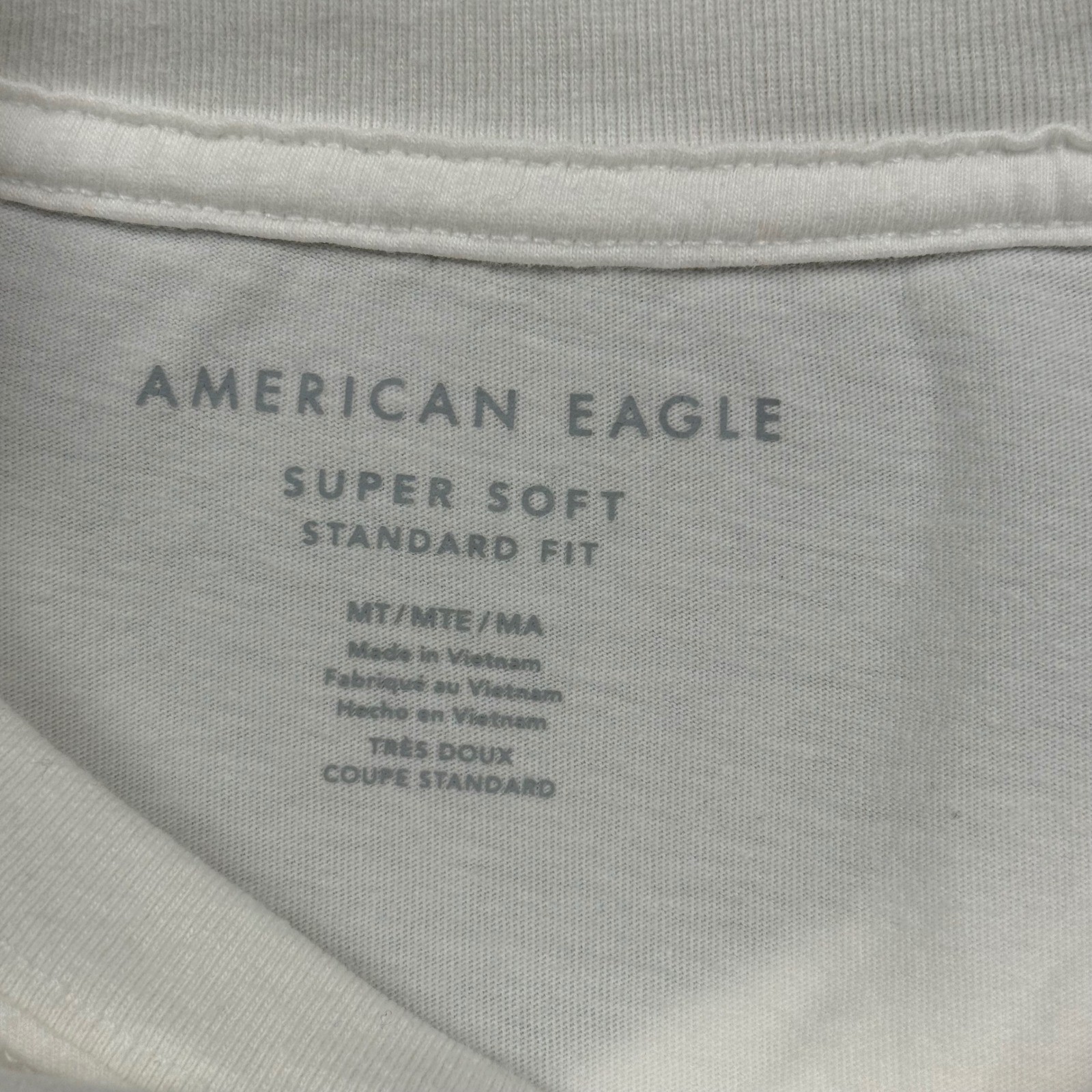 American Eagle T-Shirt Cotton Jersey Minimalist Casual White Medium Tall gallery