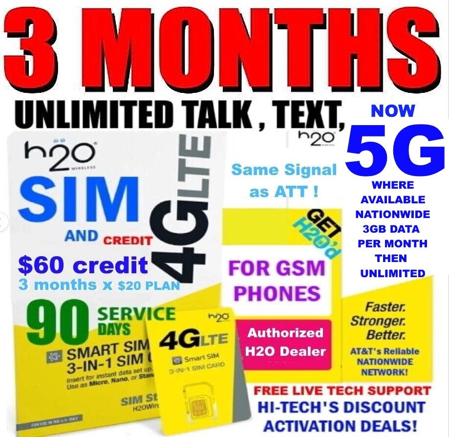 H2O 5G SIM with ⭐ $20 X 3 MONTHS UNLIMITED T/T w/ 3gb data ✅  2 MONTHS FREE !! ✅