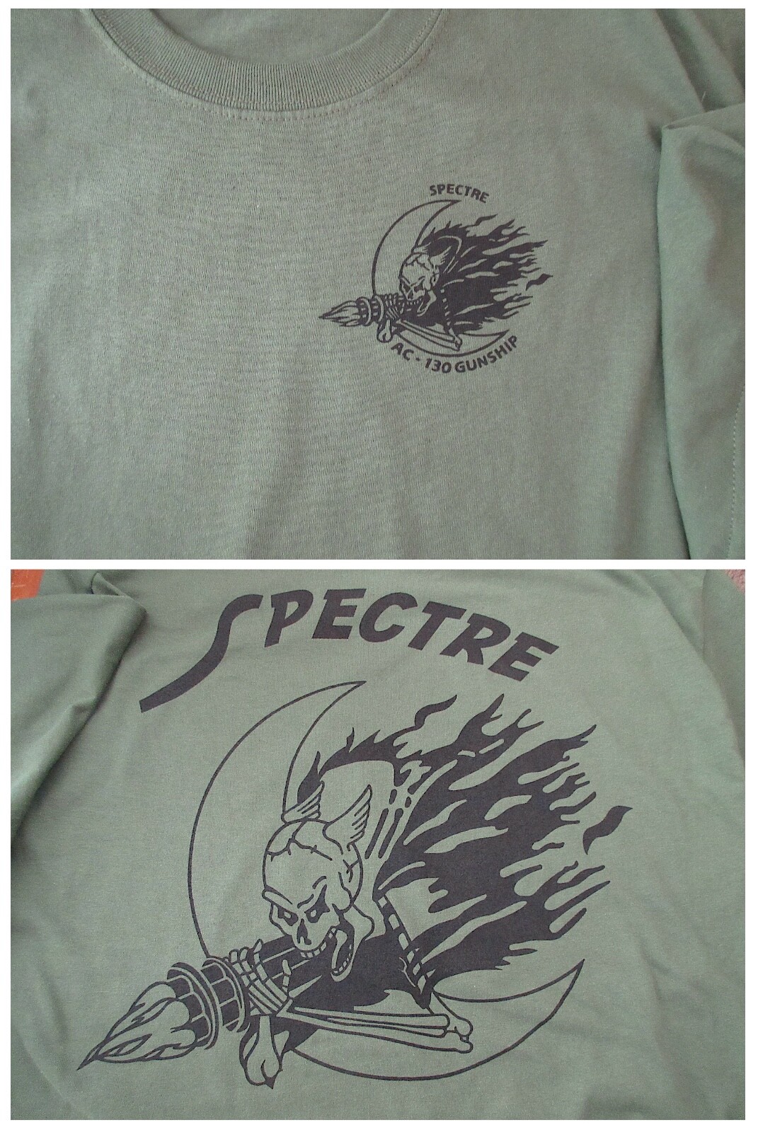 AC-130 GUNSHIP New SPECTRE Silk Screened T-Shirt LARGE Military Ultra Cotton 6oz