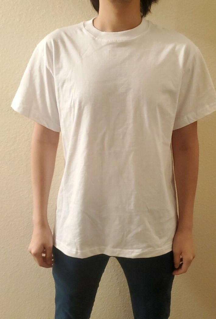 Men's WHITE BLANK T-SHIRT 100% Cotton NEW gallery