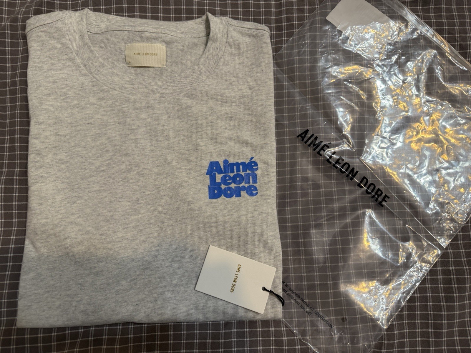 BRAND NEW AIME LEON DORE STACKED LOGO T-SHIRT TEE SILVER MIX SZ M MEDIUM gallery